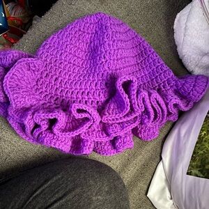 Purple Crochet Ruffle Hat